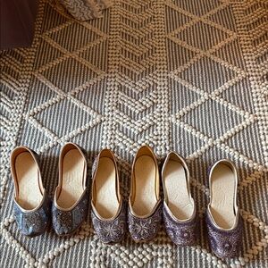 3 Pairs of Elegant Beaded Flats/ Juttis Sz 36